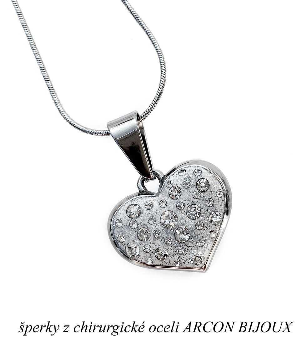 Řetízek a Přívěsek Srdce z chirurgické oceli ARCON BIJOUX